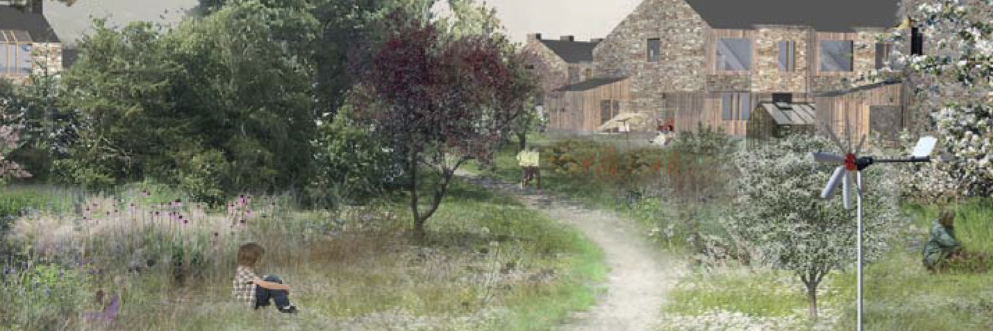 Illustration af huse og natur i det kommende Viby Øst